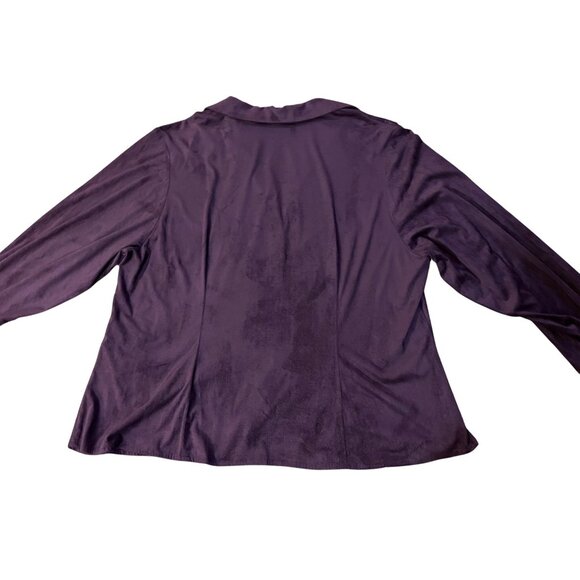 Calvin Klein Womens 1X Plum Aubergine Blouse Ruched Front Micro Suede New - Picture 4 of 16